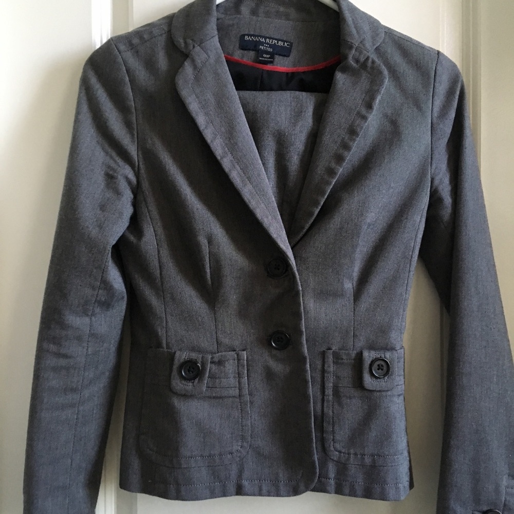 00P Banana Republic suit skirt set grey